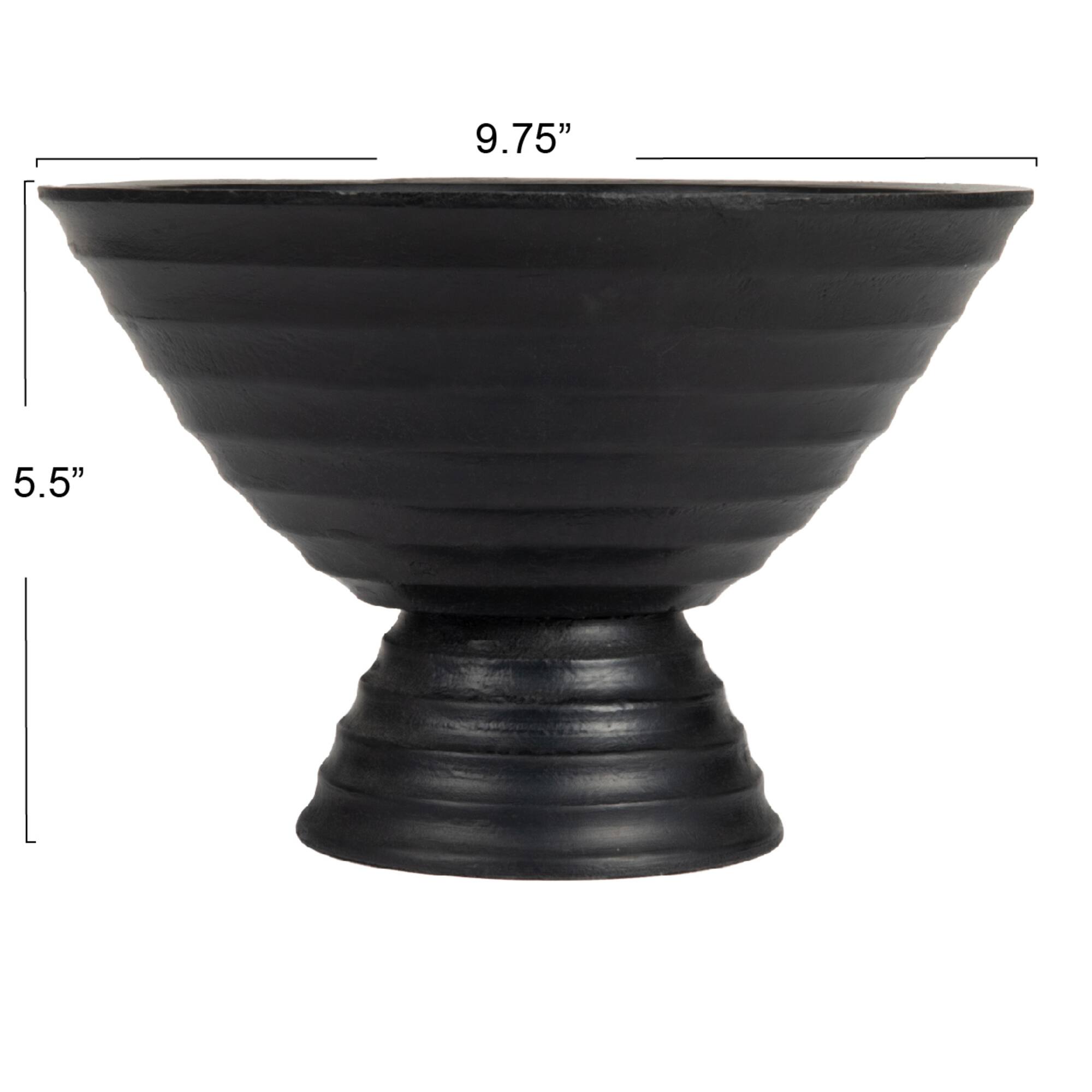 Hello Honey® 9.75" Ridged Mango Wood Footed Bowl